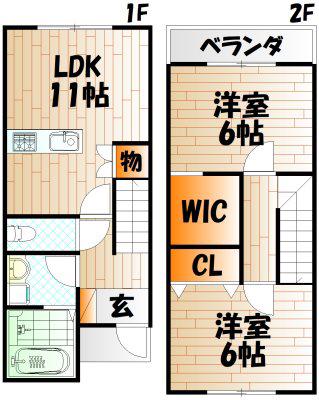 エミリア日明II棟(2LDK/1階)の間取り写真