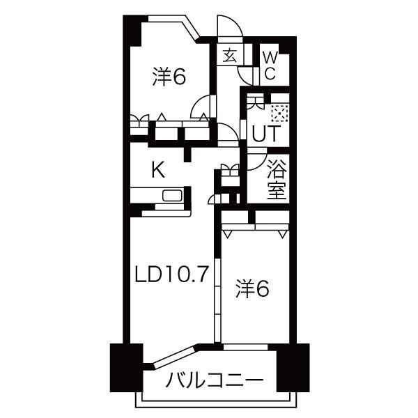ヴィラエーデル大須(2LDK/7階)の間取り写真