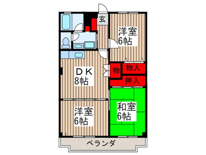 パークサイド新井(3DK/2階)の間取り写真