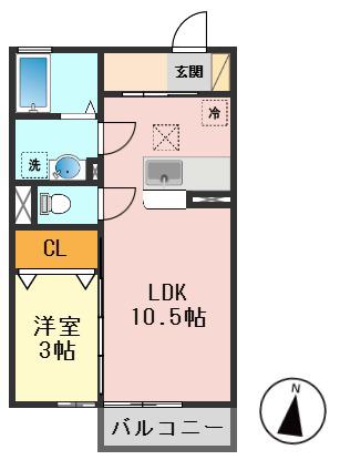 グラン セーヌII(1LDK/1階)の間取り写真