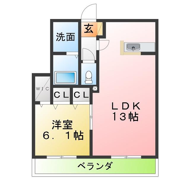 ミューベル ラビアン A棟(1LDK/2階)の間取り写真