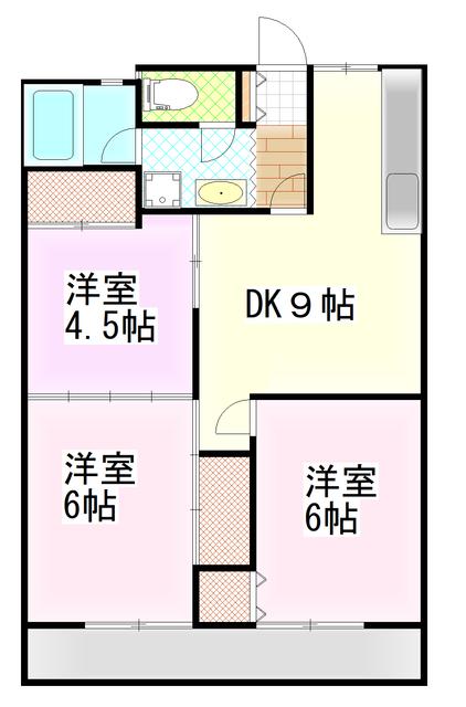 マンション桂C(3DK/2階)の間取り写真