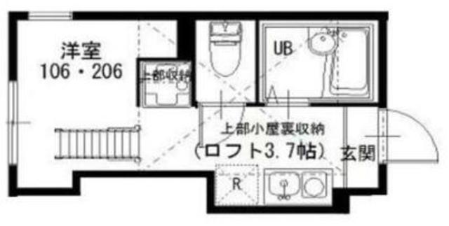 プライムテラス青葉台(ワンルーム/2階)の間取り写真