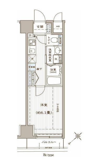 ZOOM銀座2丁目セカンド(1K/9階)の間取り写真