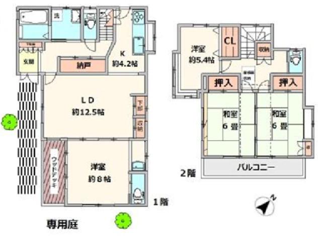 西区戸建て(4LDK/1階)の間取り写真