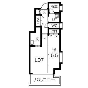 天神リベラ(1LDK/5階)の間取り写真