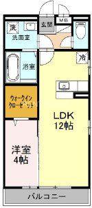 パークサイド渋川(1LDK/3階)の間取り写真