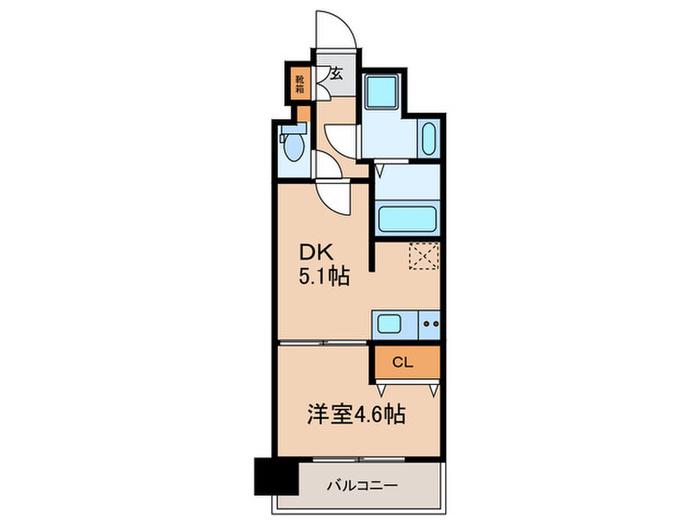 プレサンス THE KYOTO 澄華(1DK/6階)の間取り写真