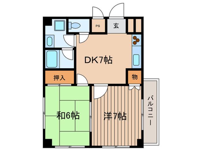 グリント(2DK/4階)の間取り写真
