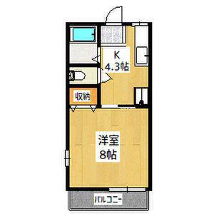 シャトルエーエス(1K/1階)の間取り写真