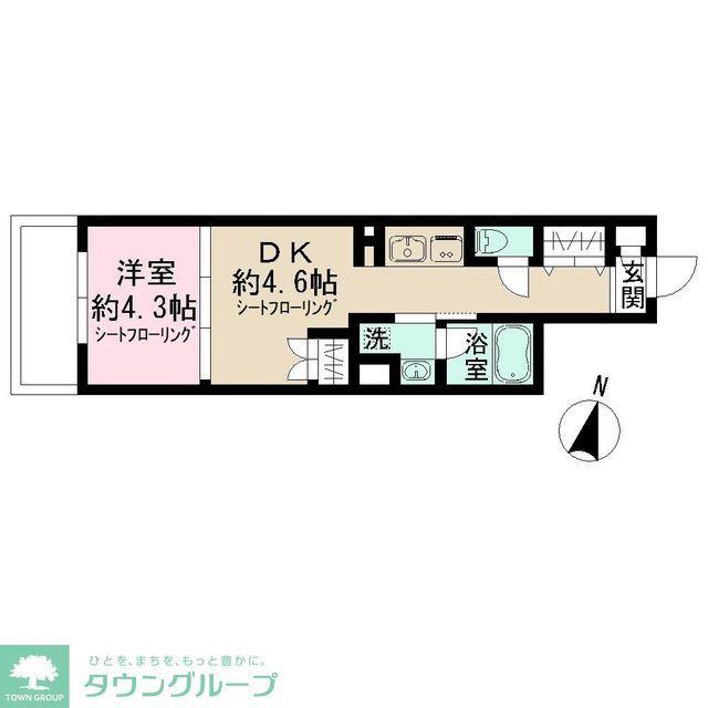 ADMIRAL HIMONYA(1DK/2階)の間取り写真