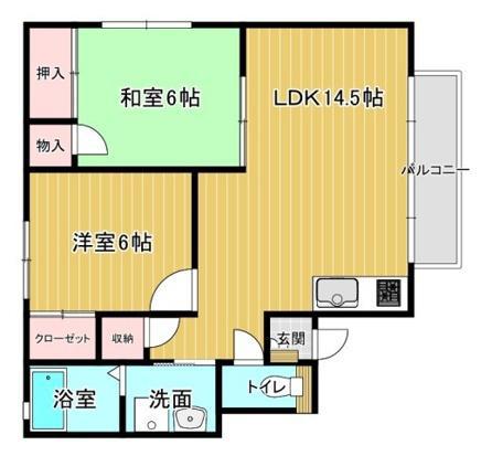 プロヴァンスⅡ(2LDK/1階)の間取り写真