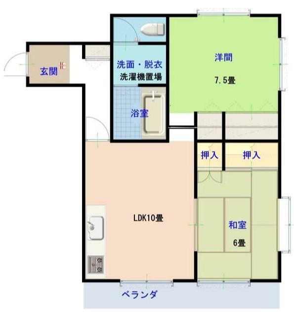 ミモザ ガーデン(2LDK/2階)の間取り写真