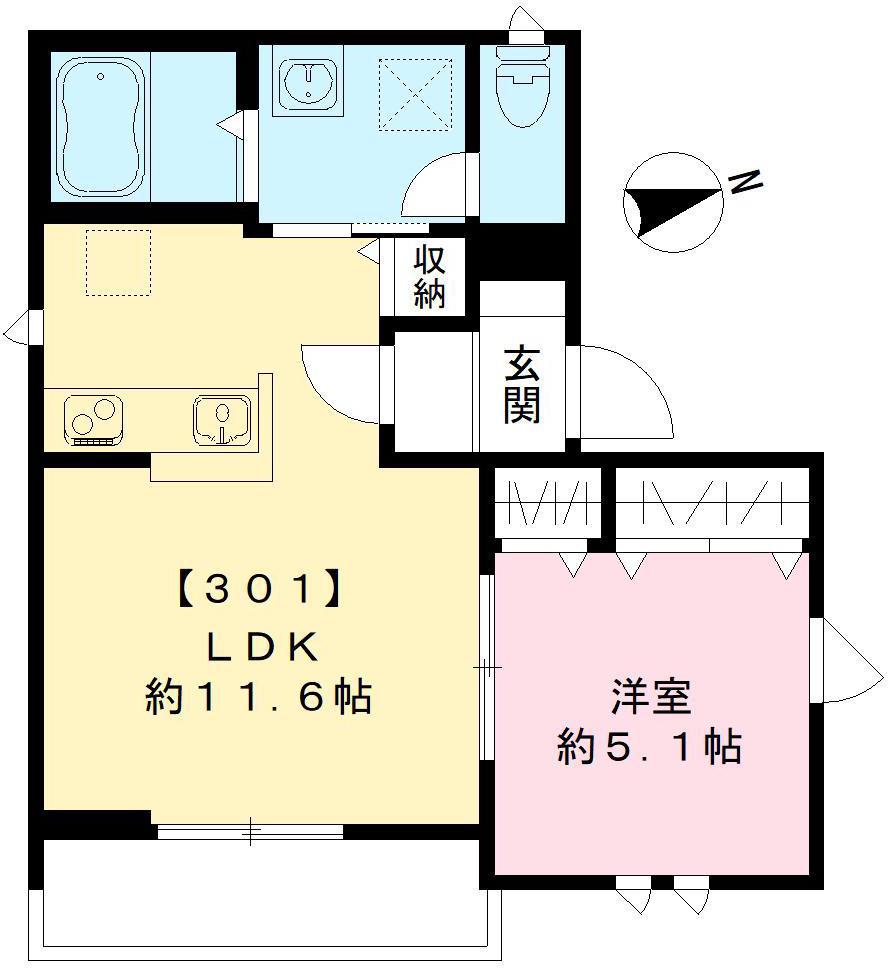 LE PIGNON ル ピニョン(1LDK/3階)の間取り写真