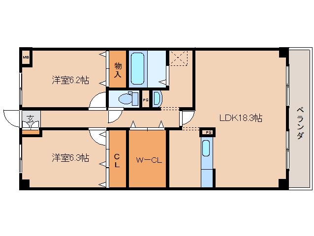 エクセルコート奈良南(2SLDK/3階)の間取り写真