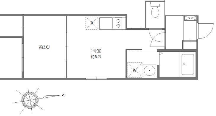 プレデンシア上住吉(1DK/3階)の間取り写真