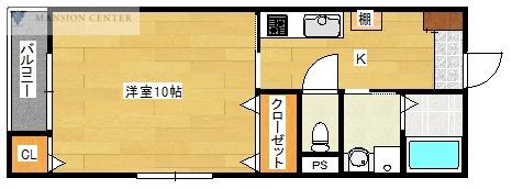 パークアベニュー(1K/1階)の間取り写真
