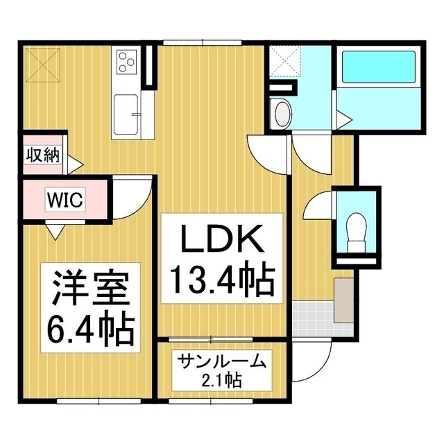 マグノリアコート 青木島(1LDK/1階)の間取り写真