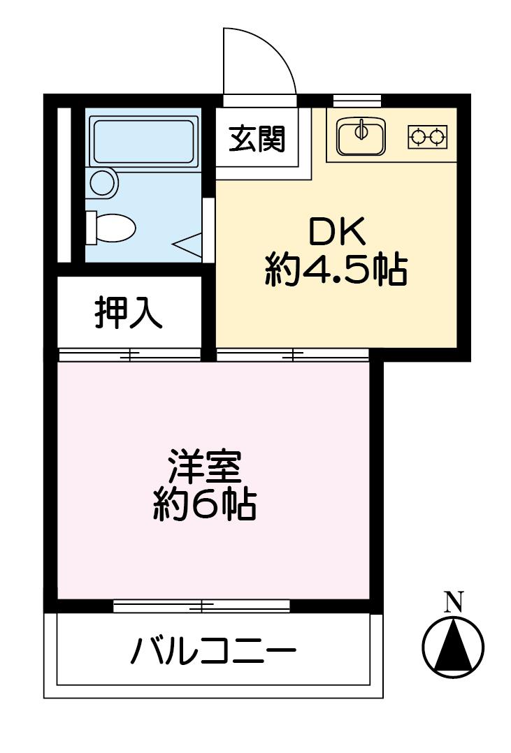 サンラフォーレII(1DK/1階)の間取り写真