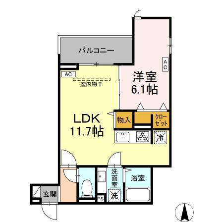ディーブレス鶴見(1LDK/2階)の間取り写真