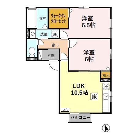 シュトラールA(2LDK/1階)の間取り写真