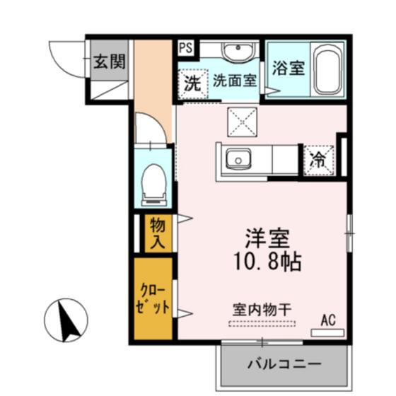 プレミール広(ワンルーム/1階)の間取り写真