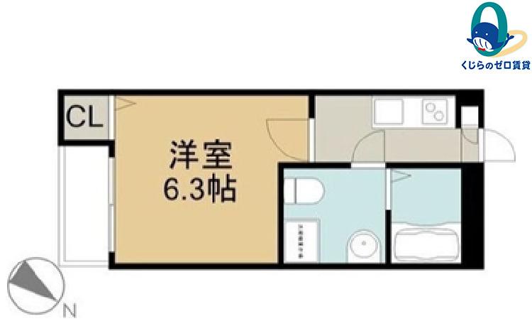 ミモザ矢田(1K/2階)の間取り写真