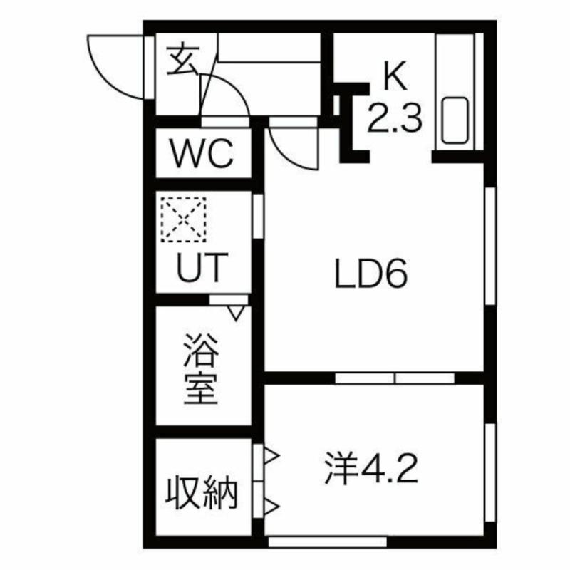 ALPHA南平岸(1LDK/4階)の間取り写真