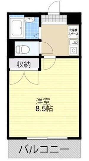 MISTRAL下手野(1K/1階)の間取り写真