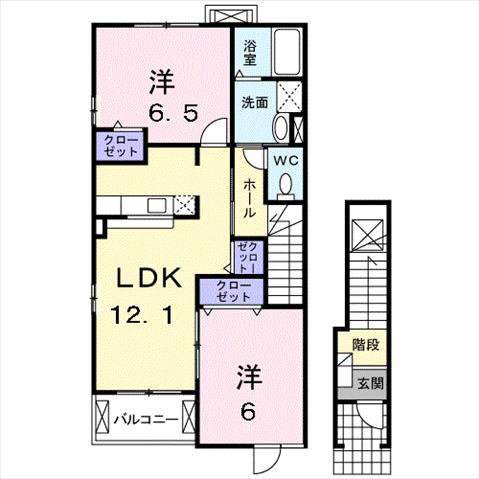 メゾン・ジェルメI(2LDK/2階)の間取り写真