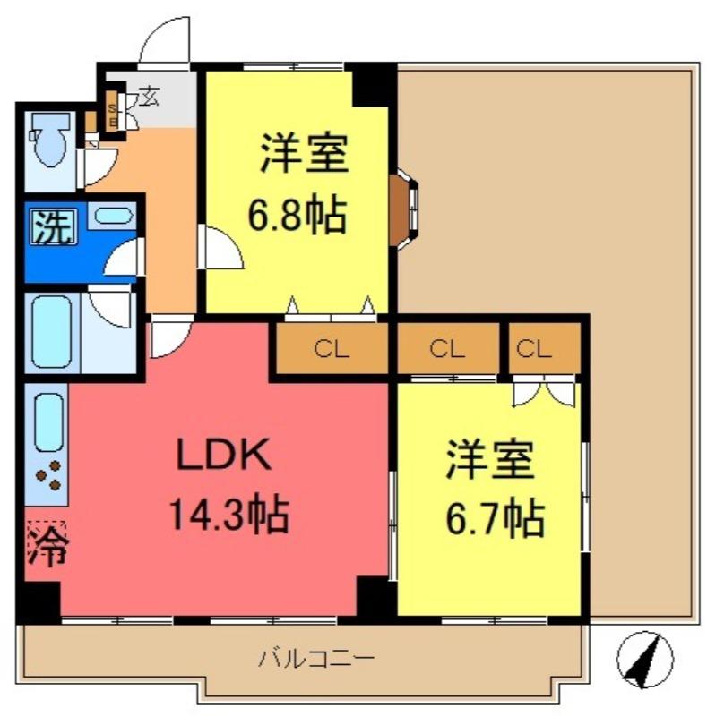 GRACECOURT(2LDK/5階)の間取り写真