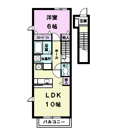 クローバー(1LDK/2階)の間取り写真
