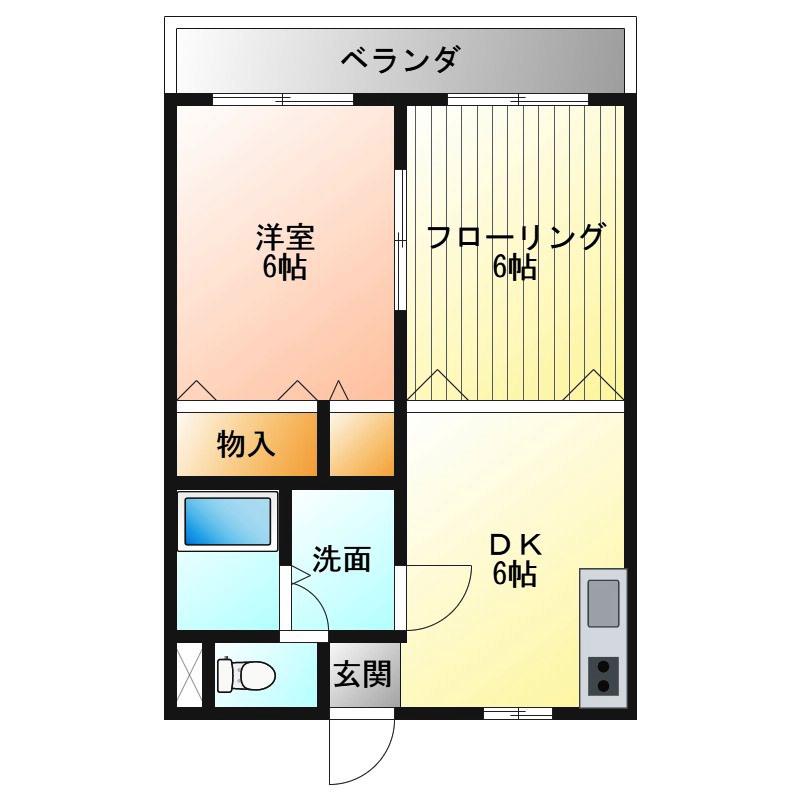 タケシンビル(2DK/2階)の間取り写真