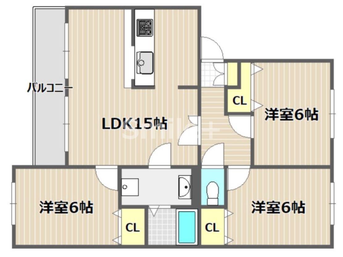 メイプルリッチ今 弐番館(3LDK/3階)の間取り写真