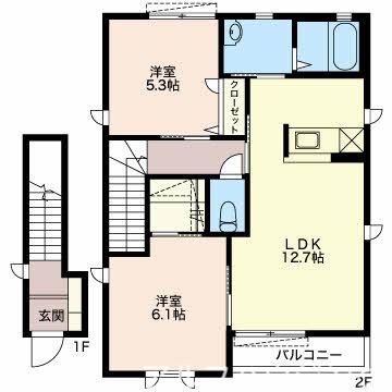 エスポワール鷹之巣(2LDK/1階)の間取り写真
