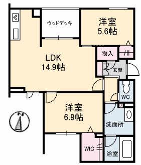 CASA VITA(2LDK/1階)の間取り写真