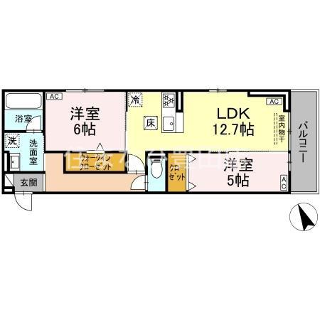 GRAND D-ROOM平芝(2LDK/1階)の間取り写真
