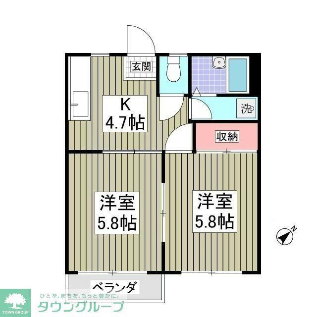 グリーンマンション渡辺(2K/3階)の間取り写真