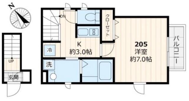 SHINE PURE (1K/2階)の間取り写真
