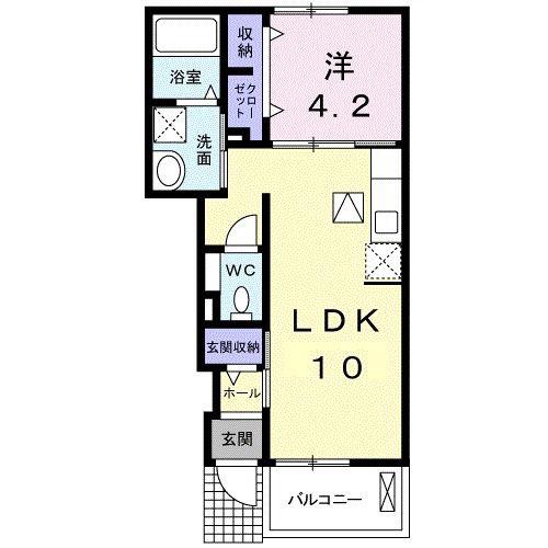 ルーベル春日C(1LDK/1階)の間取り写真
