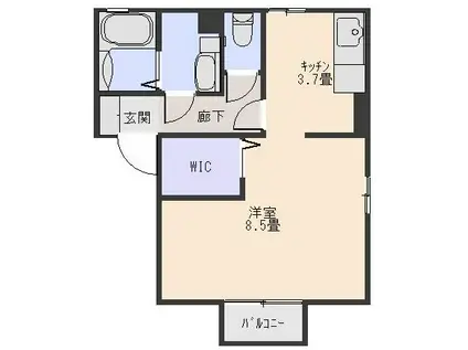 サンメゾン紅雲町(1K/2階)の間取り写真