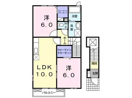 ミニョン・アンジュ(2LDK/2階)の間取り写真