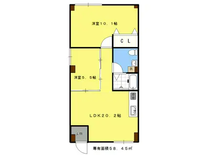 IKEDAYAMA TERRACE(2LDK/1階)の間取り写真