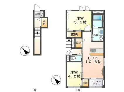 クリビアII(2LDK/2階)の間取り写真