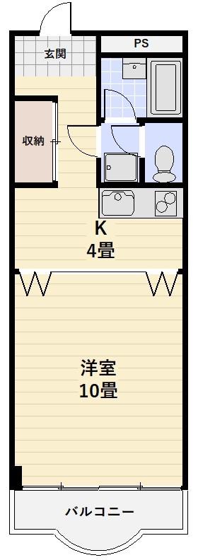 ベルマンション(1K/2階)の間取り写真