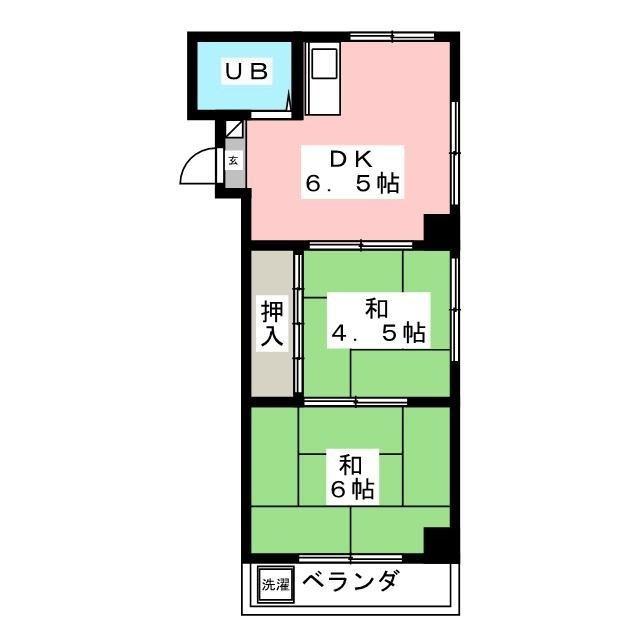 白山パレドール(2DK/2階)の間取り写真