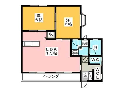 グリーンメイゾン(2LDK/1階)の間取り写真