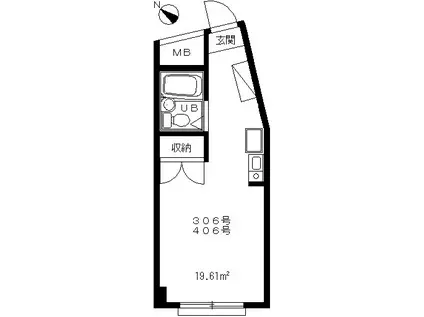 ジョイフルオークラNO20(ワンルーム/4階)の間取り写真