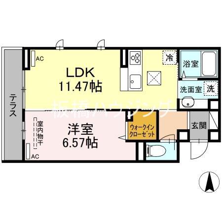 エクセリア高島平II(1LDK/1階)の間取り写真