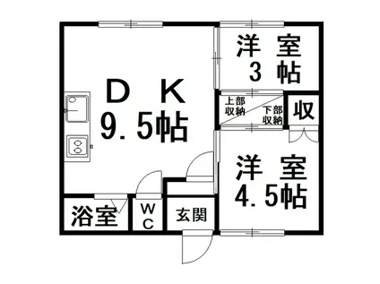 平元ハイツ(2DK/2階)の間取り写真